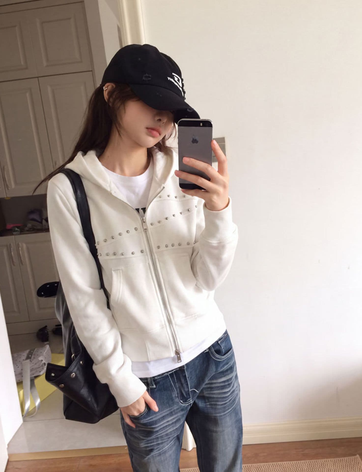 후아 면 복합 쇼트 스타일 지퍼 오픈 가디건 루즈핏 재킷 아메리칸 바람 징 후드 티 스웨터 여성 가을 이미지 5