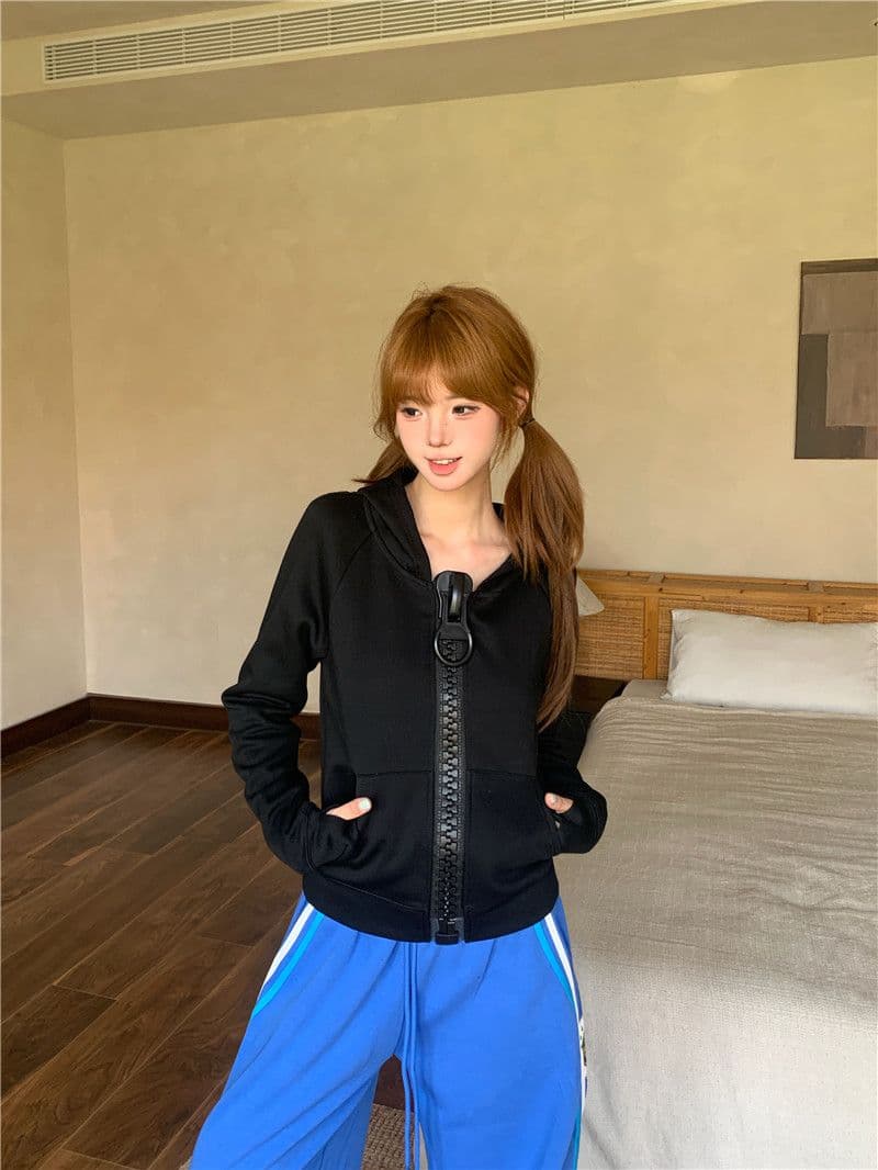후아 면 복합 패치워크 색상 후드 티 스웨터 아메리칸 색상 자이언트 치아 대 지퍼 재킷 지퍼 맨위 상세 이미지 15