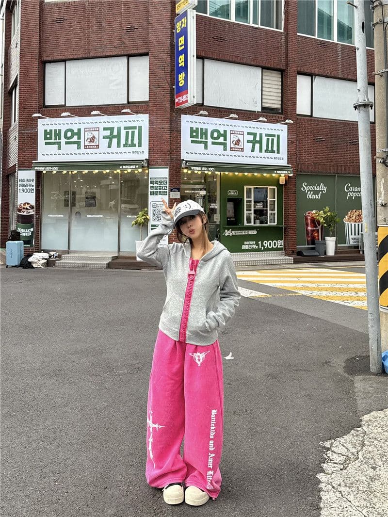 후아 면 복합 패치워크 색상 후드 티 스웨터 아메리칸 색상 자이언트 치아 대 지퍼 재킷 지퍼 맨위 상세 이미지 17