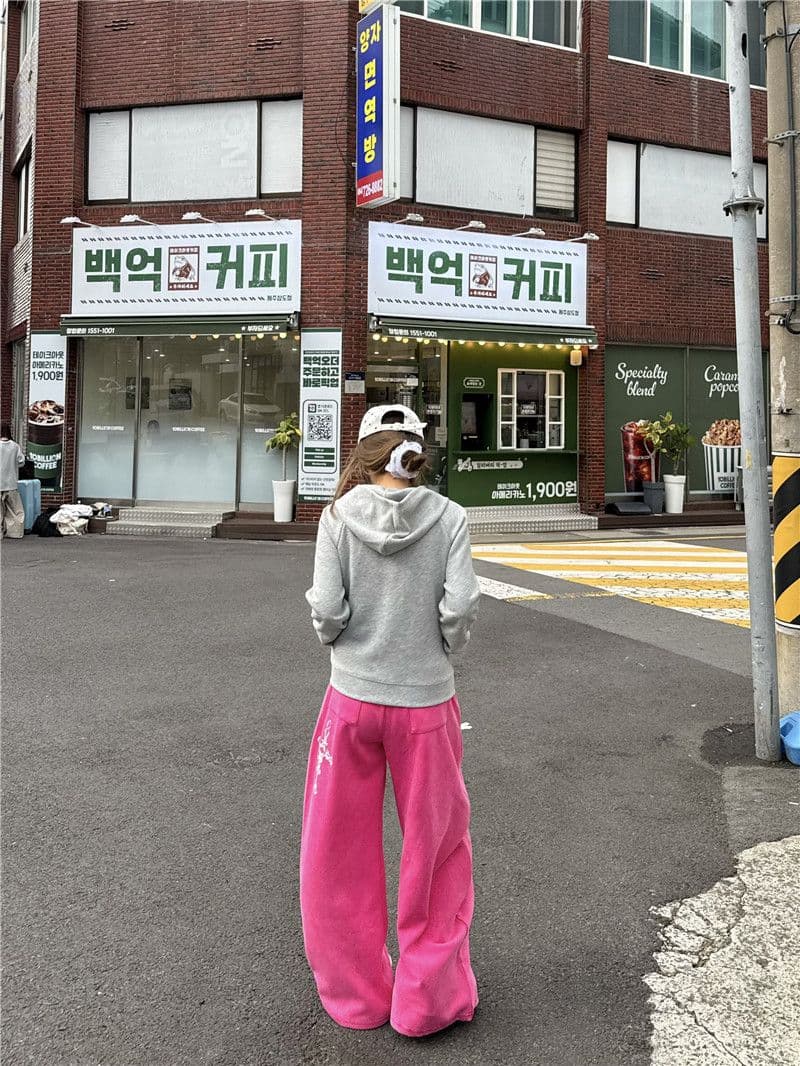 후아 면 복합 패치워크 색상 후드 티 스웨터 아메리칸 색상 자이언트 치아 대 지퍼 재킷 지퍼 맨위 상세 이미지 19