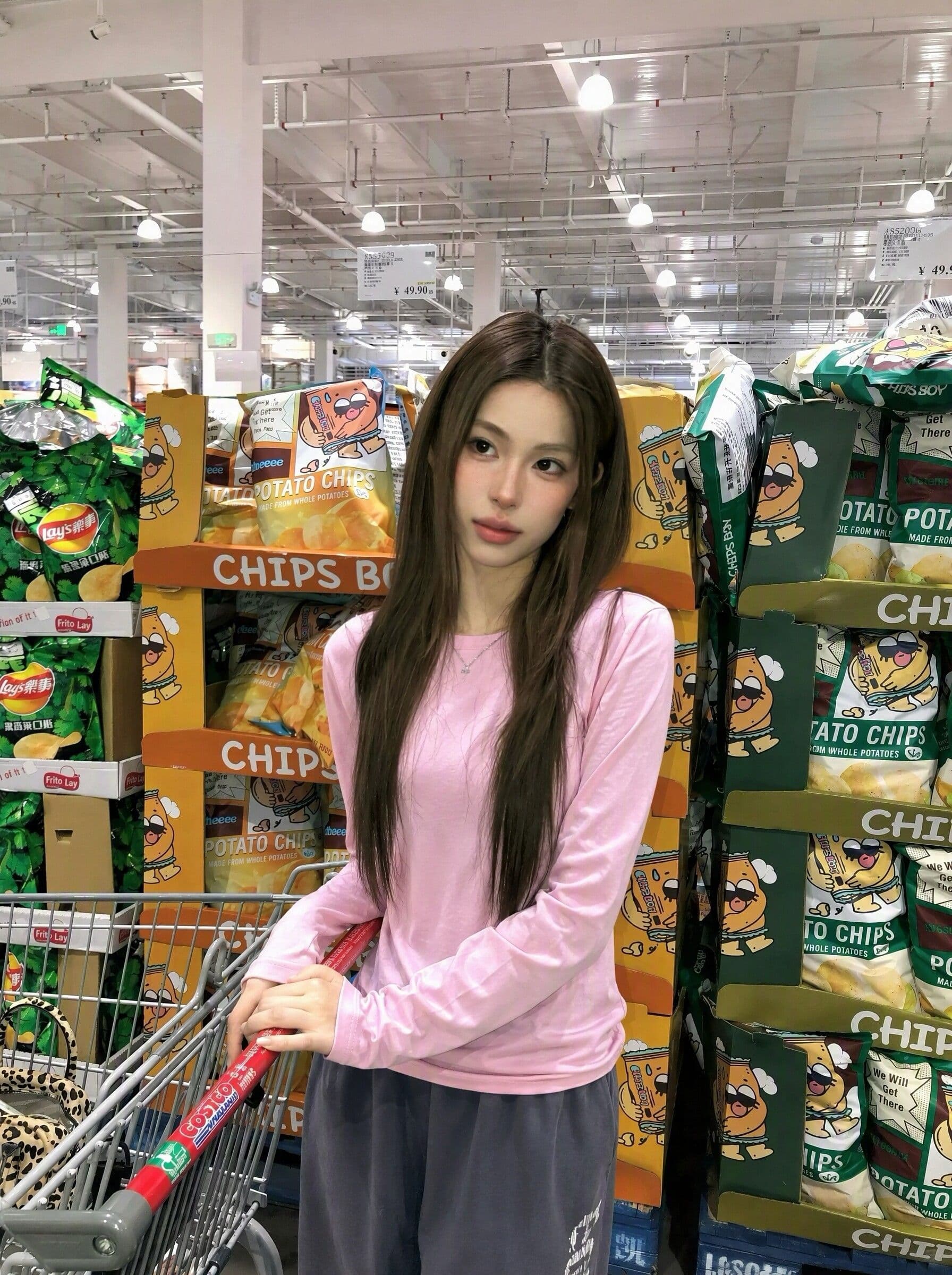 원본 원단 2026 가을 넓은 다리 웨이 바지 아메리칸 마 오래된 알파벳 프린트 블루 회색 캐주얼 바지 여성 상세 이미지 2