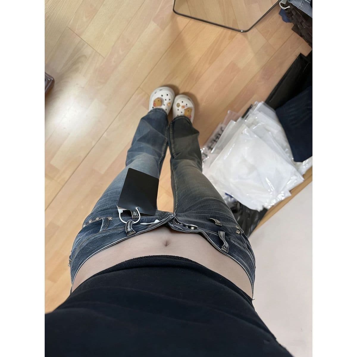 아메리칸 레트로 핫걸 청바지 여성 작은 대중 루즈핏 슬림해 보이는 스트레이트 넓은 다리 바닥 청소 바지 상세 이미지 6