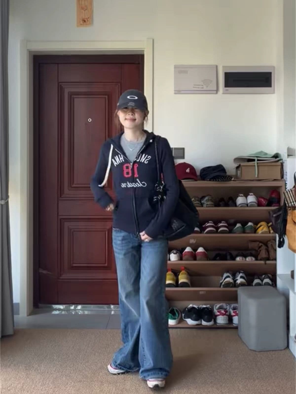 아메리칸 레트로 패치 자수 후드 티 스웨터 여성 가을 2026 지퍼 카디건 코트 상세 이미지 7