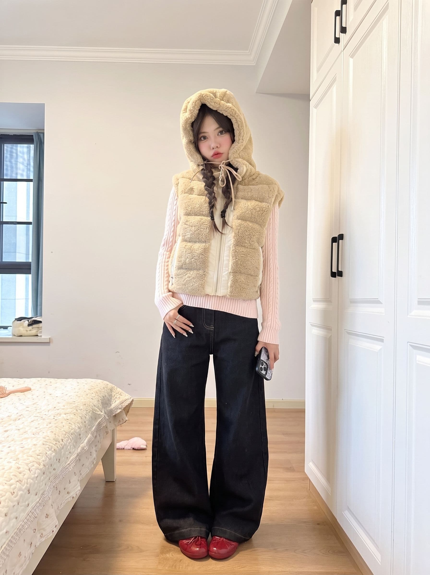 테디 베어 새로운 플리스 솜을 넣은 서비스 여자 겨울 한국 스타일 베스트 얇고 가벼운 재킷 작은 키 상세 이미지 3