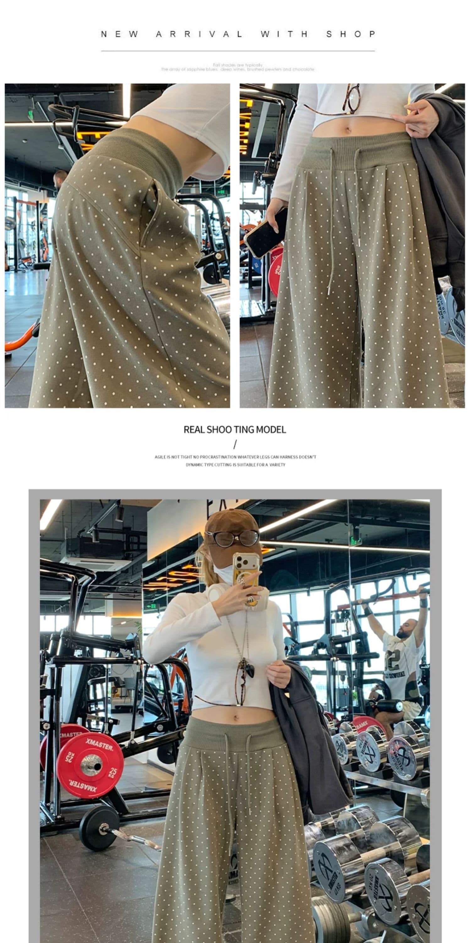 군용 녹색 도트 무늬 와이드 레깅스 바지 가을 2026 새로운 하이웨이스트 도루 센스 슬림해 보이는 루즈핏 스트레이트 운동 캐주얼 바지 상세 이미지 14