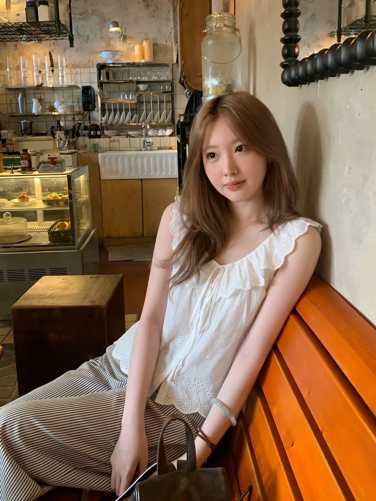 디자인 센스 화이트 프릴 인형 셔츠 여성 여름 작은 대중 달콤함 연령 감소 레이스업 맨위 상세 이미지 7