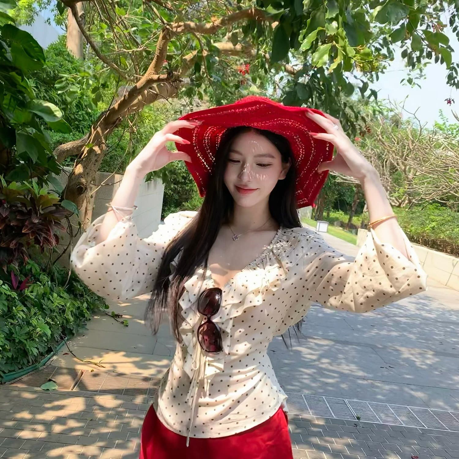 도트 무늬 통제 라이 경기 서울 아마 프랑스식 나비 넥타이 여성 셔츠 봄 여름 허리 수축 맨위 이미지 5