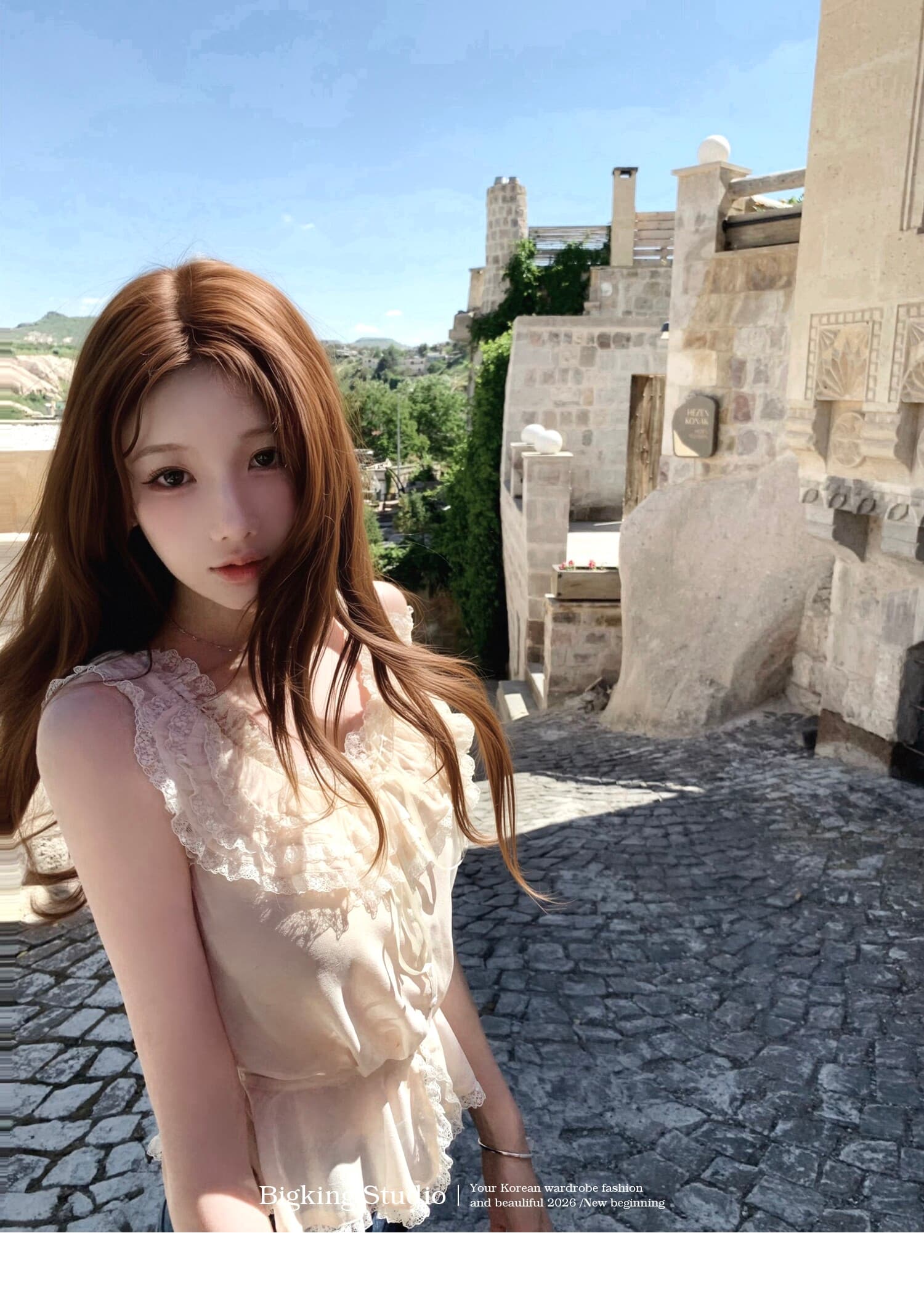 부드러운 빛 포도 나무 실 순수한 욕망 레이스 레이스 쉬폰 작은 셔츠 여성 허리 수축 민소매 맨위 이미지 2