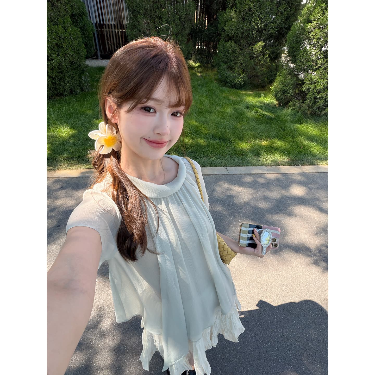 저녁 바람 편지 빛 법 불규칙 리본 우아한 시폰 셔츠 여성 느긋한 양면 착용 맨위 이미지 3