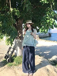 라이 경기 서울 리본 대 라운드 넥 반팔 여성 셔츠 한국 스타일 상의 여름 작은 맨위 상세 이미지 2