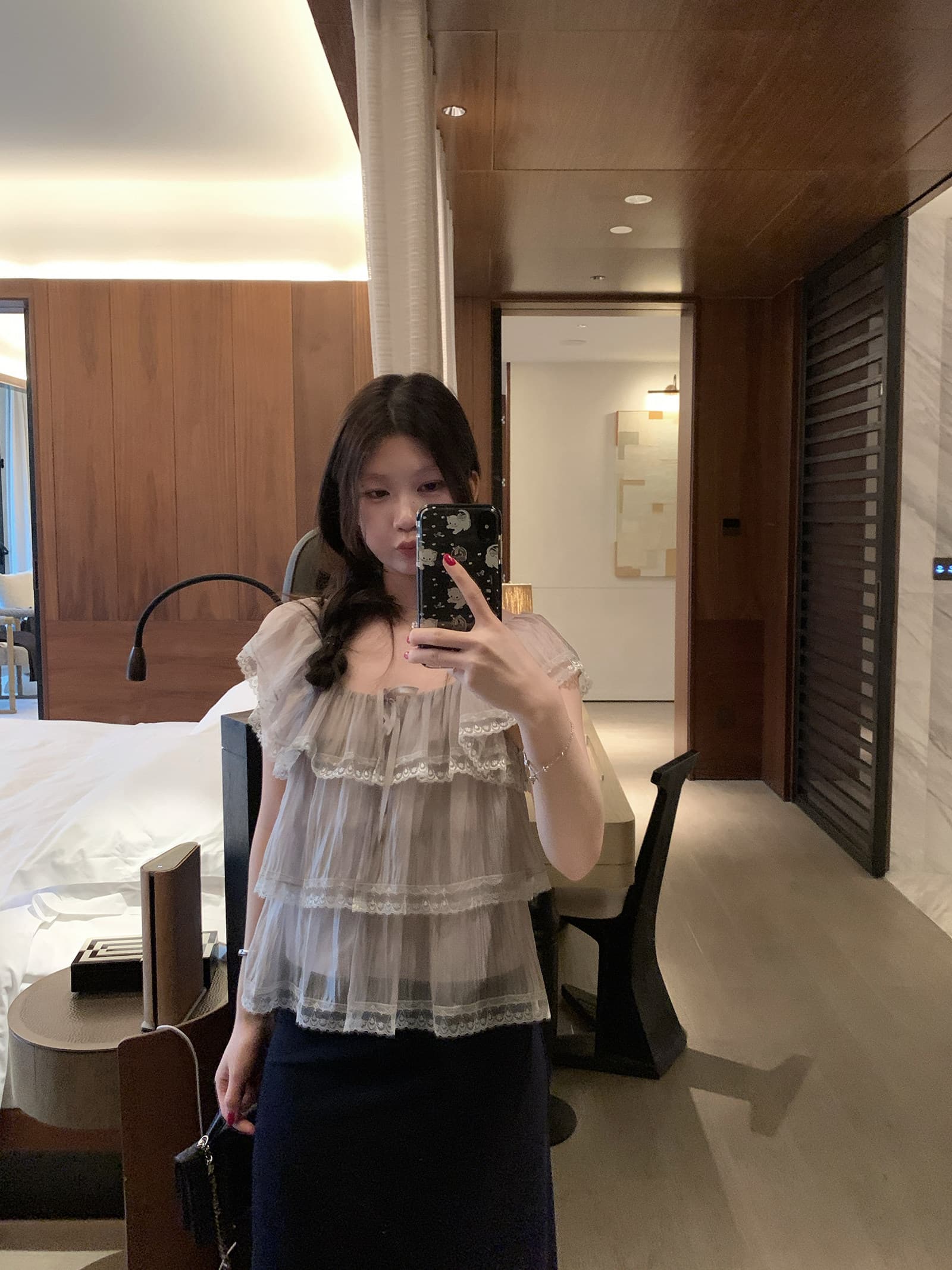 자기 소금 부서 소녀 광장 칼라 레이스 레이스 패치워크 순수한 욕망 센스 맨위 상세 이미지 6