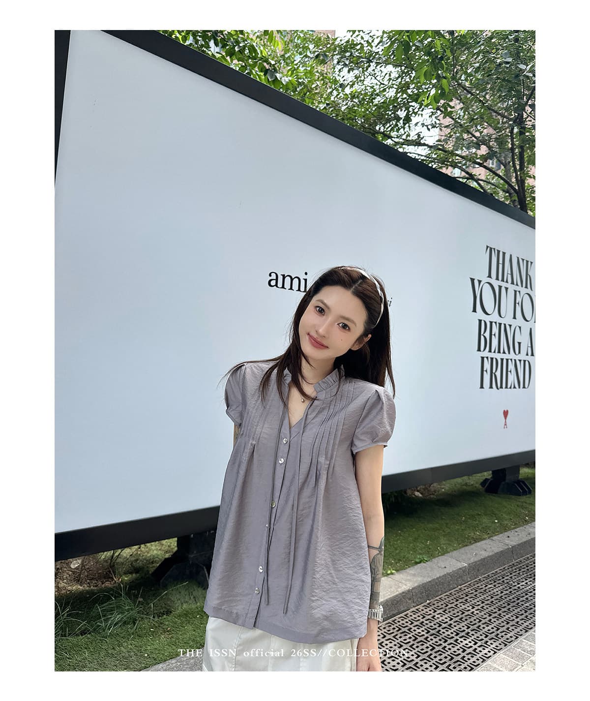 프릴 거품 소매 여성 셔츠 여름 프랑스식 고급 센스 품격 루즈핏 슬림해 보이는 다용도 작은 셔츠 이미지 3