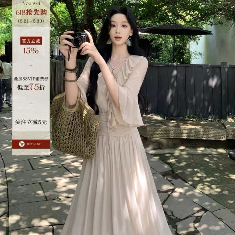 있음 후안 2026 자이언트 잘 생긴 여성 드레스 여름 새로운 해변가 휴가 디자인 센스 품격 길다 치마