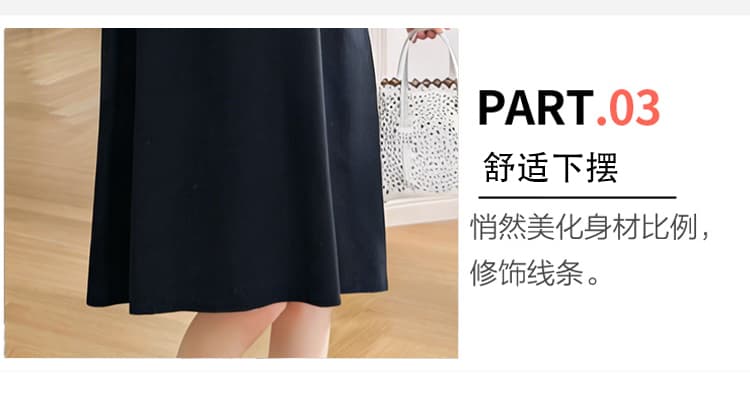 실사 새로운 임산부 반팔 패치워크 드레스 루즈핏 슬림해 보이는 연령 감소 페이크 레이어드 치마 상세 이미지 8