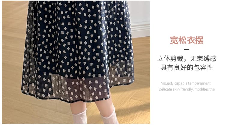 실사 여름 임산부 외국 가스 표지 배 프랑스식 롱 스커트 꽃무늬 드레스 상세 이미지 9