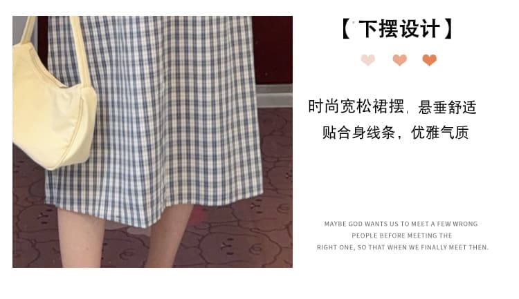 실사 임산부 드레스 새로운 그리드 애버딘 반팔 빅 사이즈 임산부 마침표 착용 가져 가라. 여름 섹션 상세 이미지 7