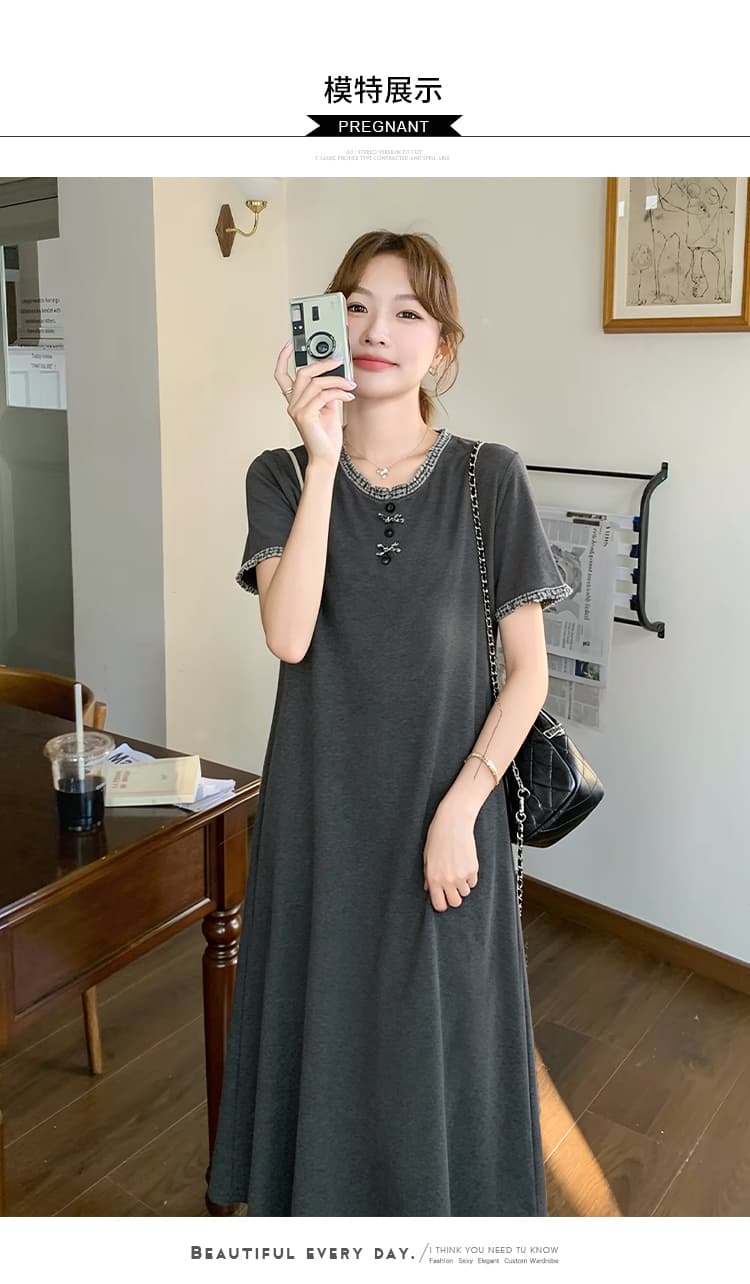 실사 임산부 드레스 새로운 패션 가져 가라. 여름 프랑스식 얇고 가벼운 드레스 상세 이미지 13