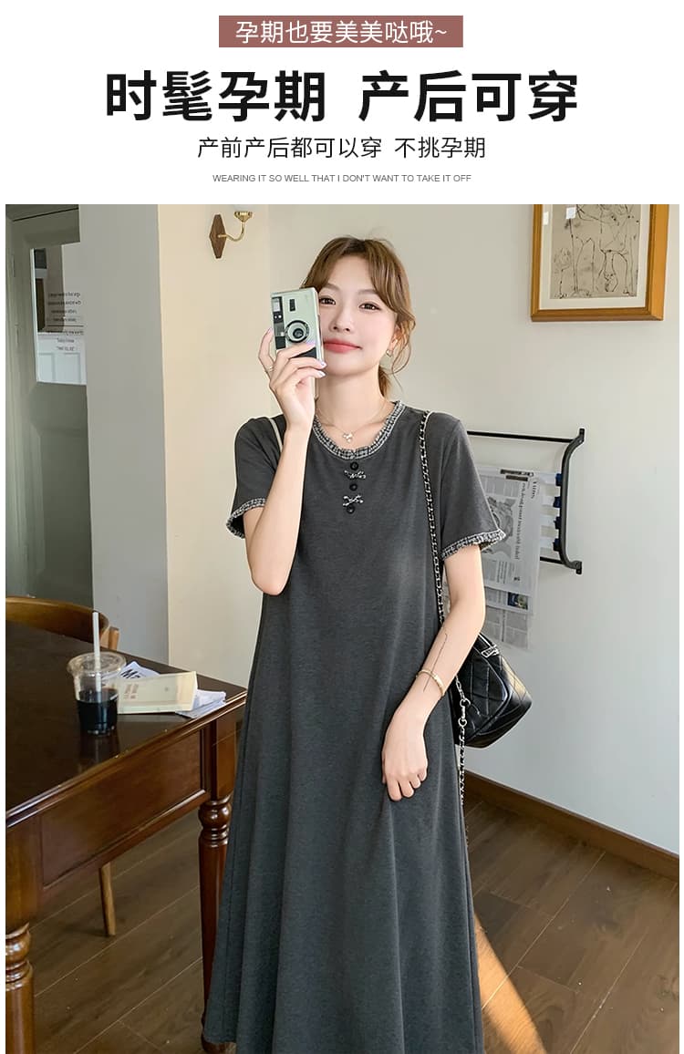 실사 임산부 드레스 새로운 패션 가져 가라. 여름 프랑스식 얇고 가벼운 드레스 상세 이미지 2