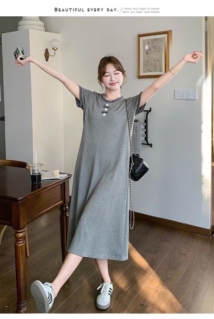 실사 임산부 드레스 새로운 패션 가져 가라. 여름 프랑스식 얇고 가벼운 드레스 상세 이미지 22