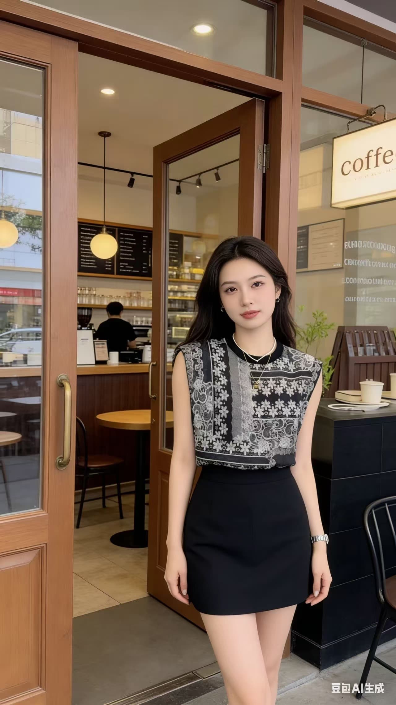 유럽 상품 패션 라운드 넥 트렌드 프린트 디자인 센스 민소매 티셔츠 여성 2025 여름 새로운 외국 가스 Chic 여성 의류 이미지 2
