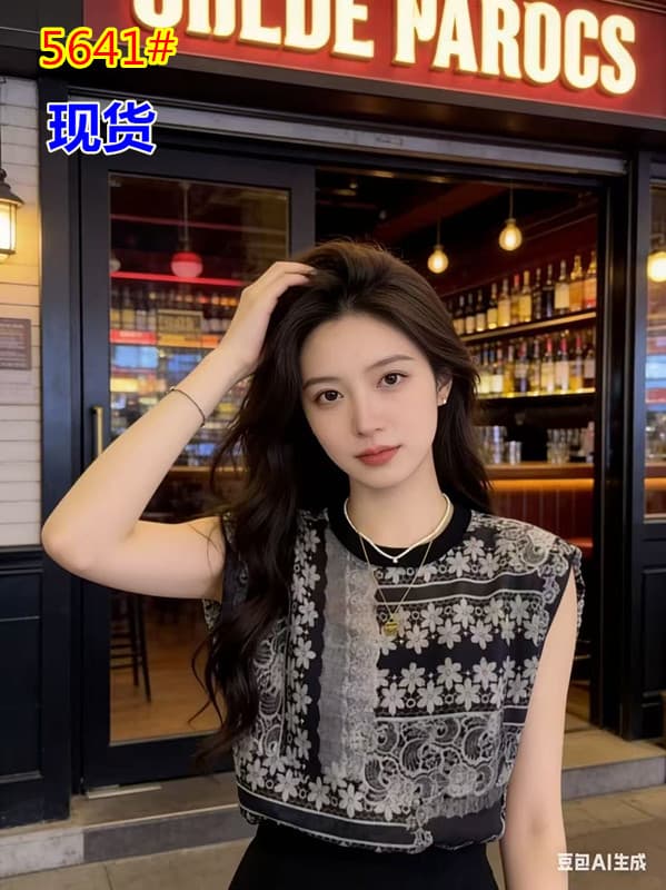 유럽 상품 패션 라운드 넥 트렌드 프린트 디자인 센스 민소매 티셔츠 여성 2025 여름 새로운 외국 가스 Chic 여성 의류
