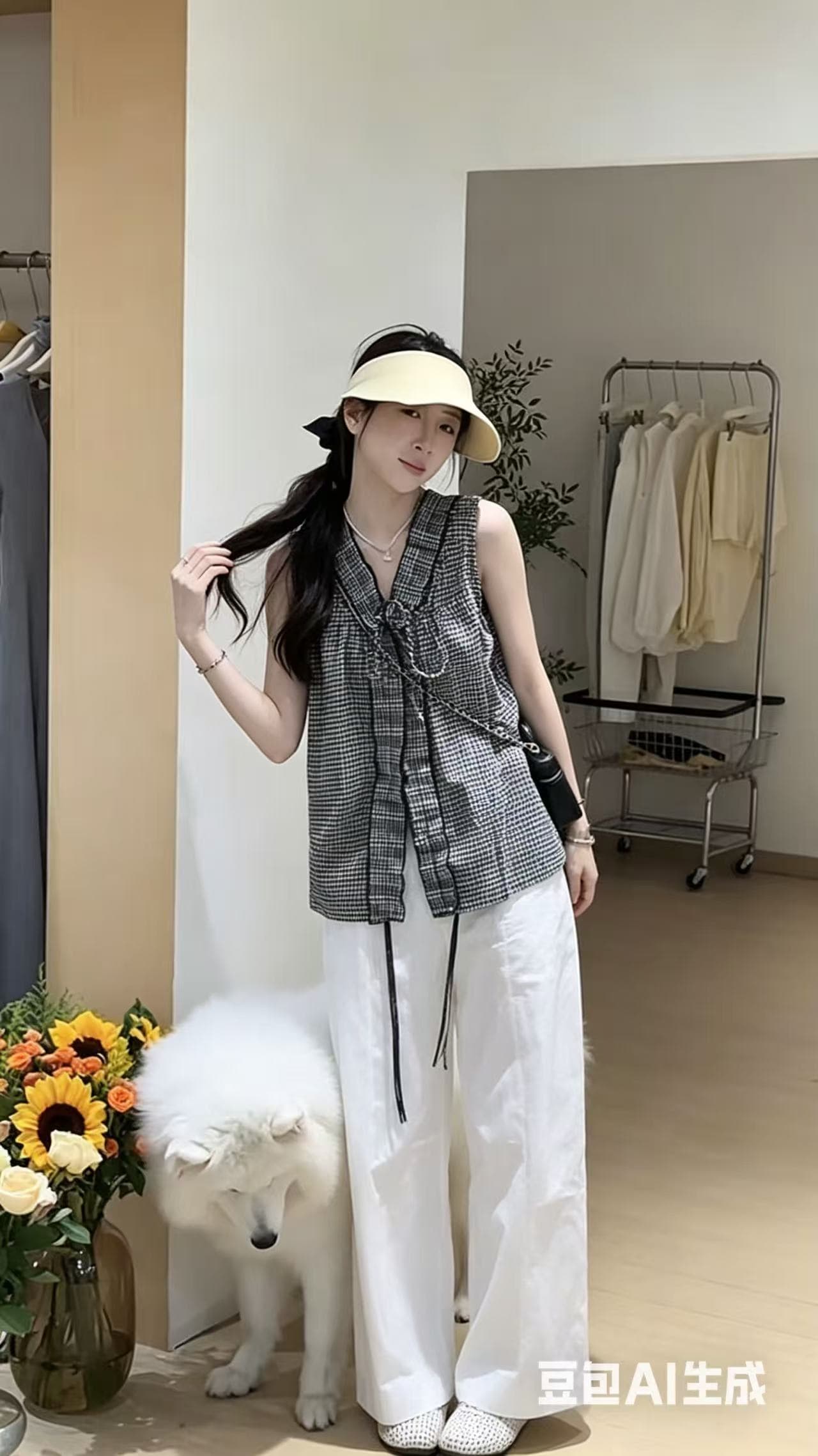 프랑스식 V넥 디자인 센스 프릴 민소매 여성 셔츠 2025 여름 새로운 외국 가스 전후 착용 맨위 셔츠 이미지 3