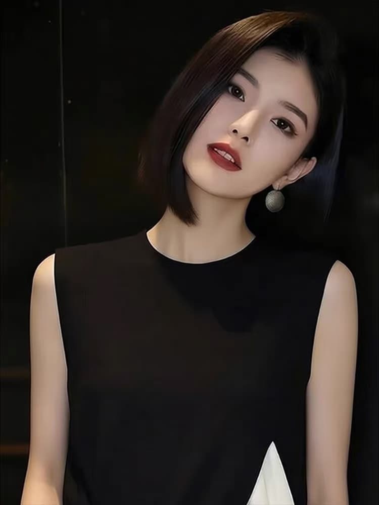작은 대중 출퇴근 슬림해 보이는 민소매 페이크 레이어드 조끼 여성 의류 여름 2026 년 새로운 맨위 미니멀리즘 고유 한 작은 셔츠 상세 이미지 4