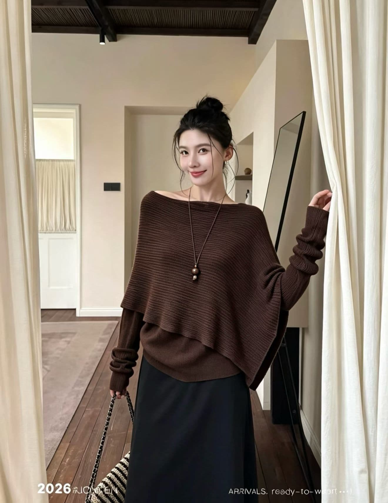 한 부서 디자인 센스 비스듬한 어깨 니트 스웨터 여성 여름 민소매 자외선 차단 블라우스 얇고 가벼운 통기성 느긋한 바람 오프숄더 맨위 이미지 2