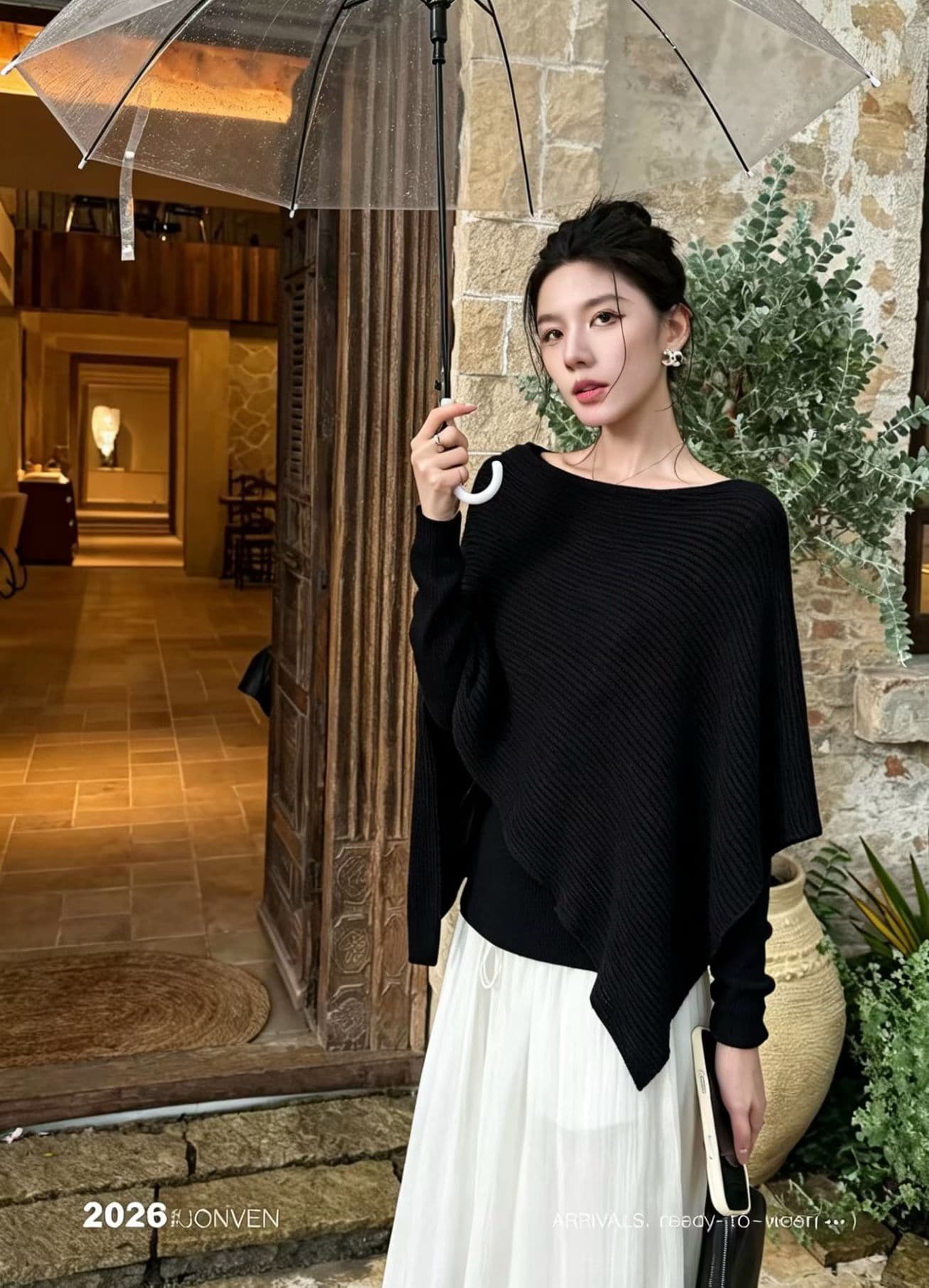 한 부서 디자인 센스 비스듬한 어깨 니트 스웨터 여성 여름 민소매 자외선 차단 블라우스 얇고 가벼운 통기성 느긋한 바람 오프숄더 맨위 이미지 3