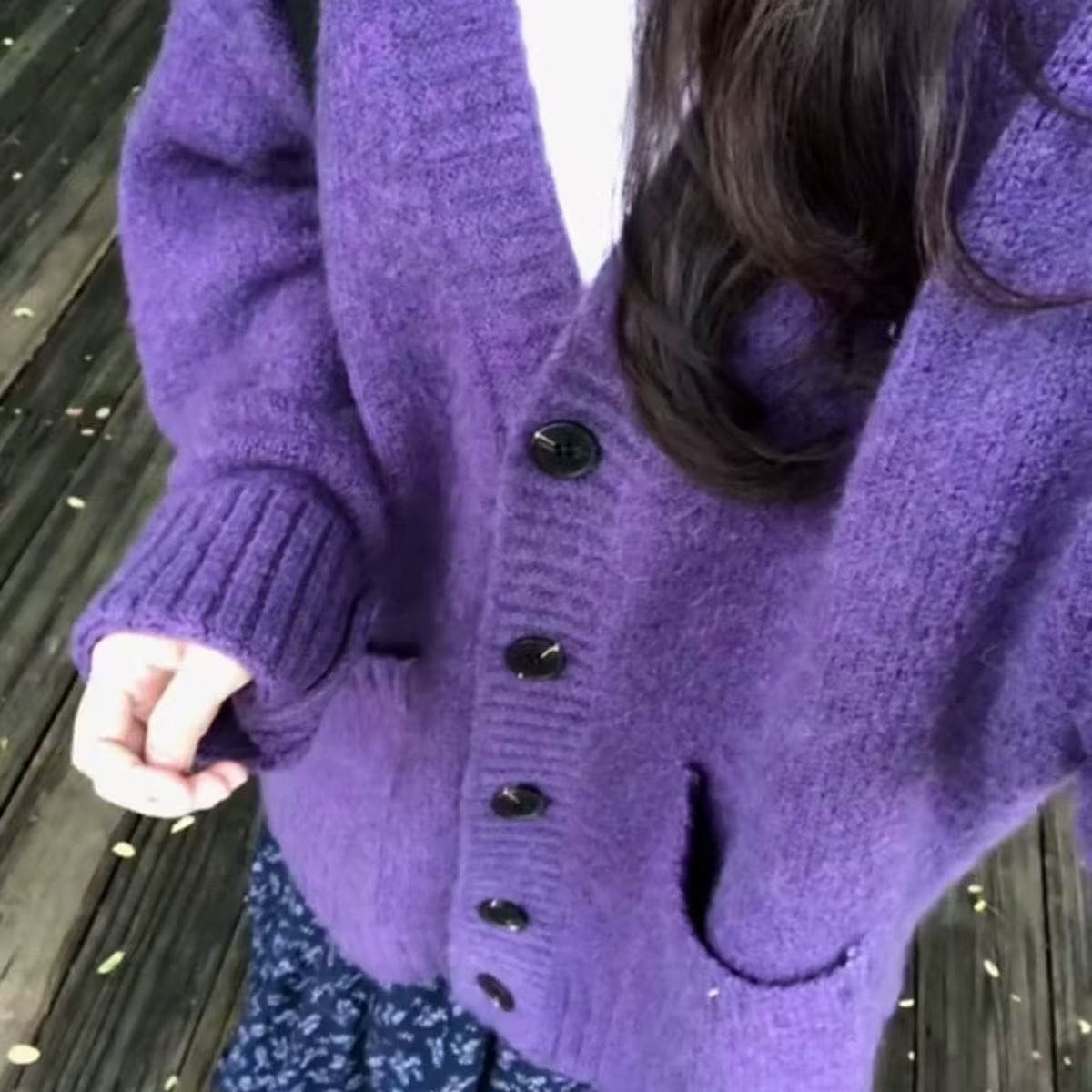 아름다운 다섯 예 안녕하세요. 안녕하세요. 부드러운 찹쌀 부드러운 싱글 줄 버튼 스웨터 오픈 가디건 여성 코트 가을 겨울 두꺼운 루즈핏 느긋한 바람 이미지 4