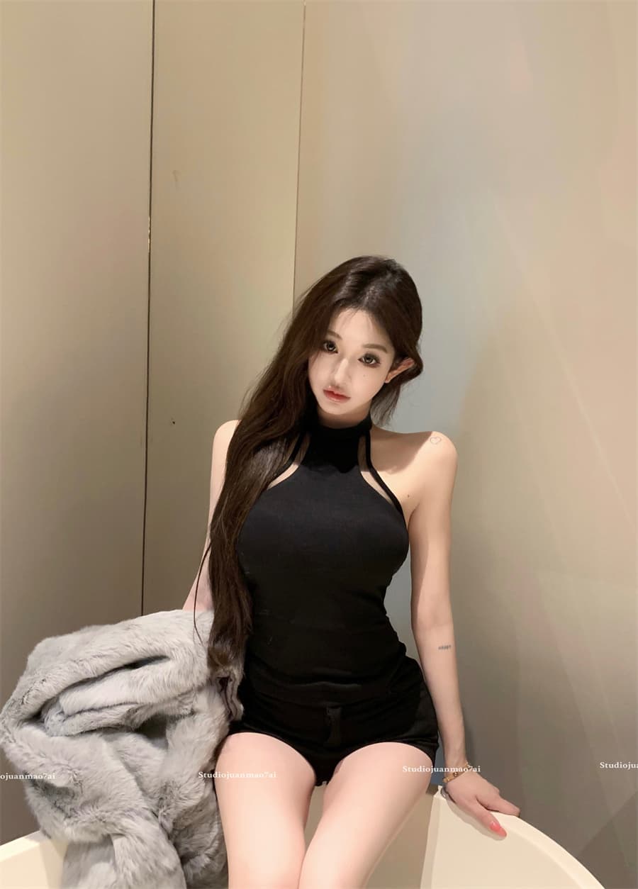 실사 정가 수퍼 모델 여자 친구 핫걸 로얄 자매 고유 한 아름다운 슬립 망사 패치워크 행침 목 조끼 벨트 가슴 패드 이미지 4