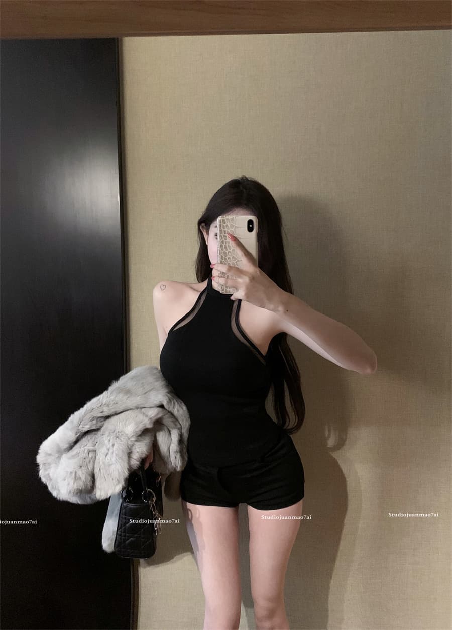 실사 정가 수퍼 모델 여자 친구 핫걸 로얄 자매 고유 한 아름다운 슬립 망사 패치워크 행침 목 조끼 벨트 가슴 패드 상세 이미지 12