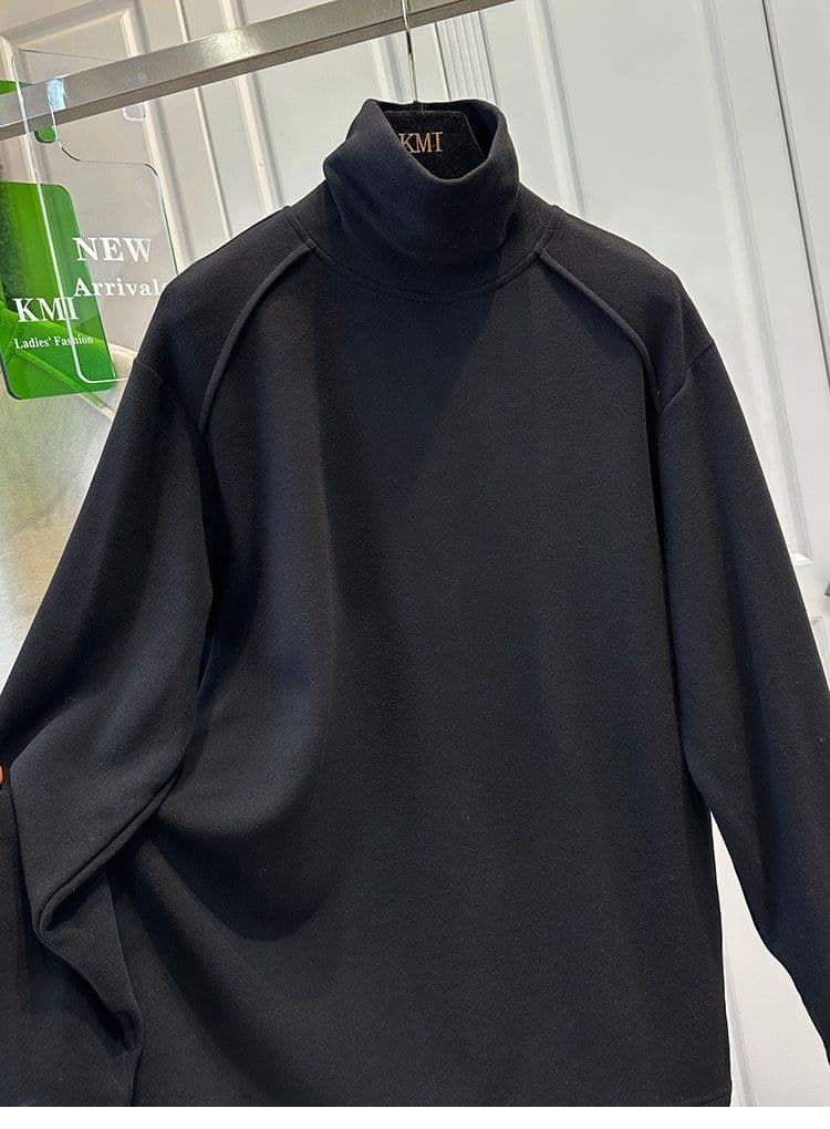 특별 빅 사이즈 300 근 터틀넥 단색 루즈핏 긴팔 티셔츠 여성 셔츠 보온 두꺼운 가을 겨울 상세 이미지 10