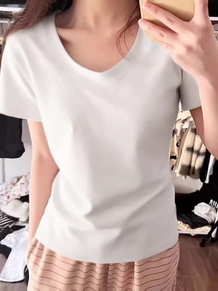 경관 그림 정가 40 순면 220 그램 92 면 8 암모니아 Lun 긍정적 인 어깨 u 칼라 반팔 t 이미지 3