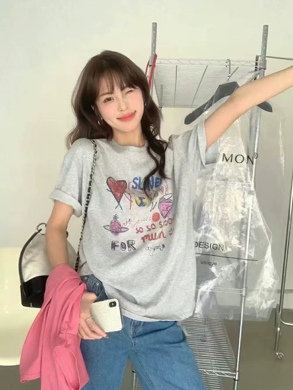 한국 스타일 새로운 여름 핫걸 반팔 티셔츠 여성 루즈핏 디자인 센스 다용도 맨위 상세 이미지 5