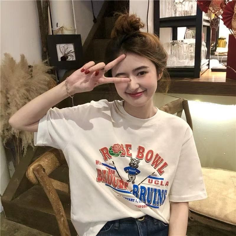 한국 스타일 새로운 여름 핫걸 반팔 티셔츠 여성 루즈핏 디자인 센스 다용도 맨위 상세 이미지 1