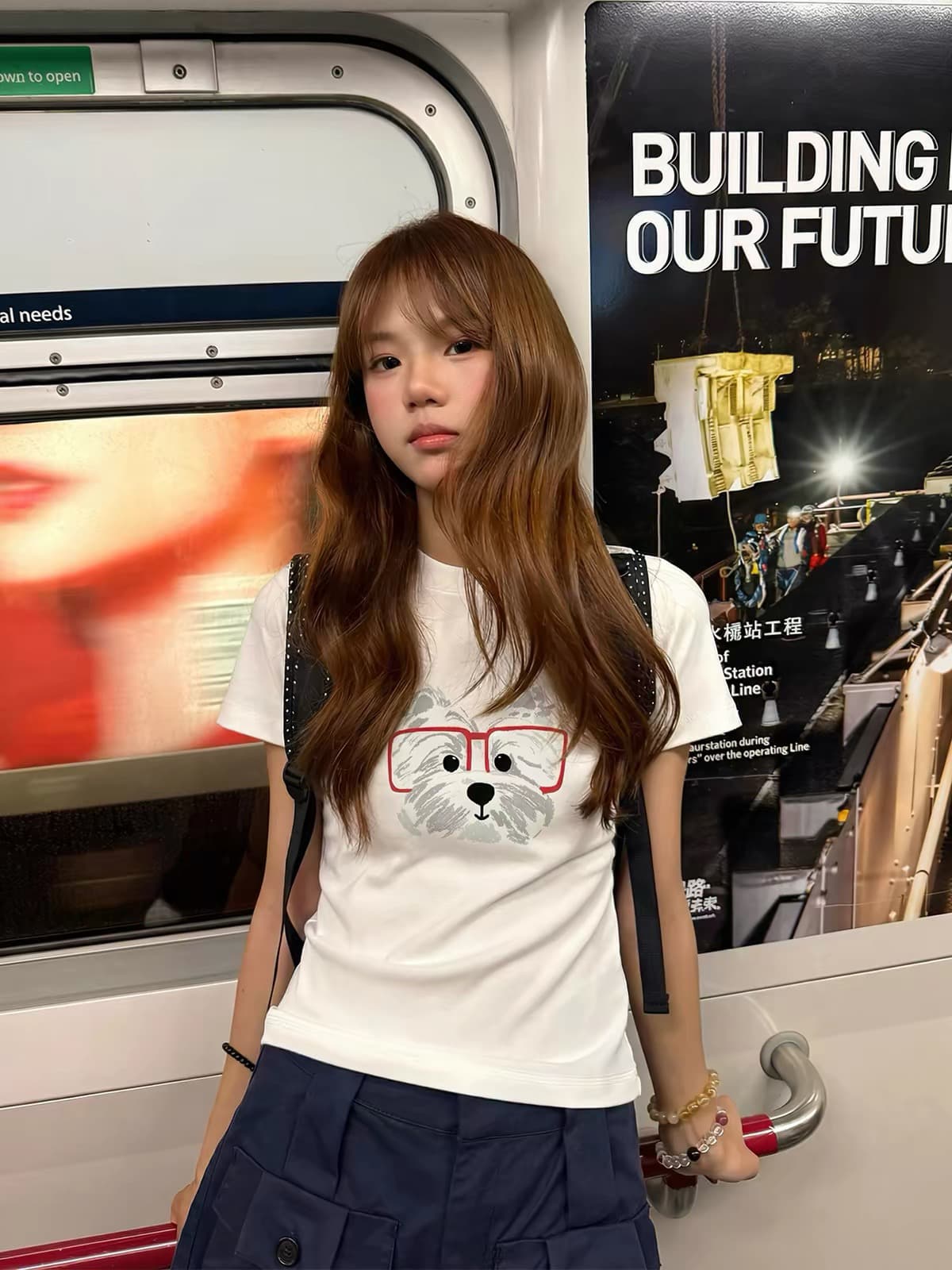 강아지 프린트 긍정적 인 어깨 반팔 티셔츠 여성 여름 새로운 라운드 넥 몸매 가꾸기 슬림해 보이는 쇼트 스타일 동정 맨위 다용도 트렌디 상세 이미지 3