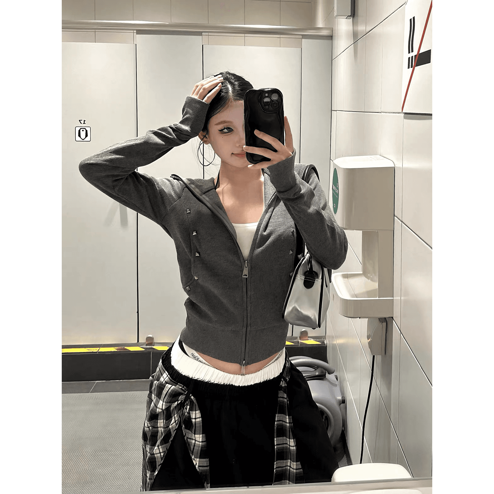 핫걸 몸매 가꾸기 후드 재킷 후드티 디자인 센스 슬림해 보이는 몸매 가꾸기 쇼트 스타일 오픈 가디건 후드 티 스웨터 이미지 5