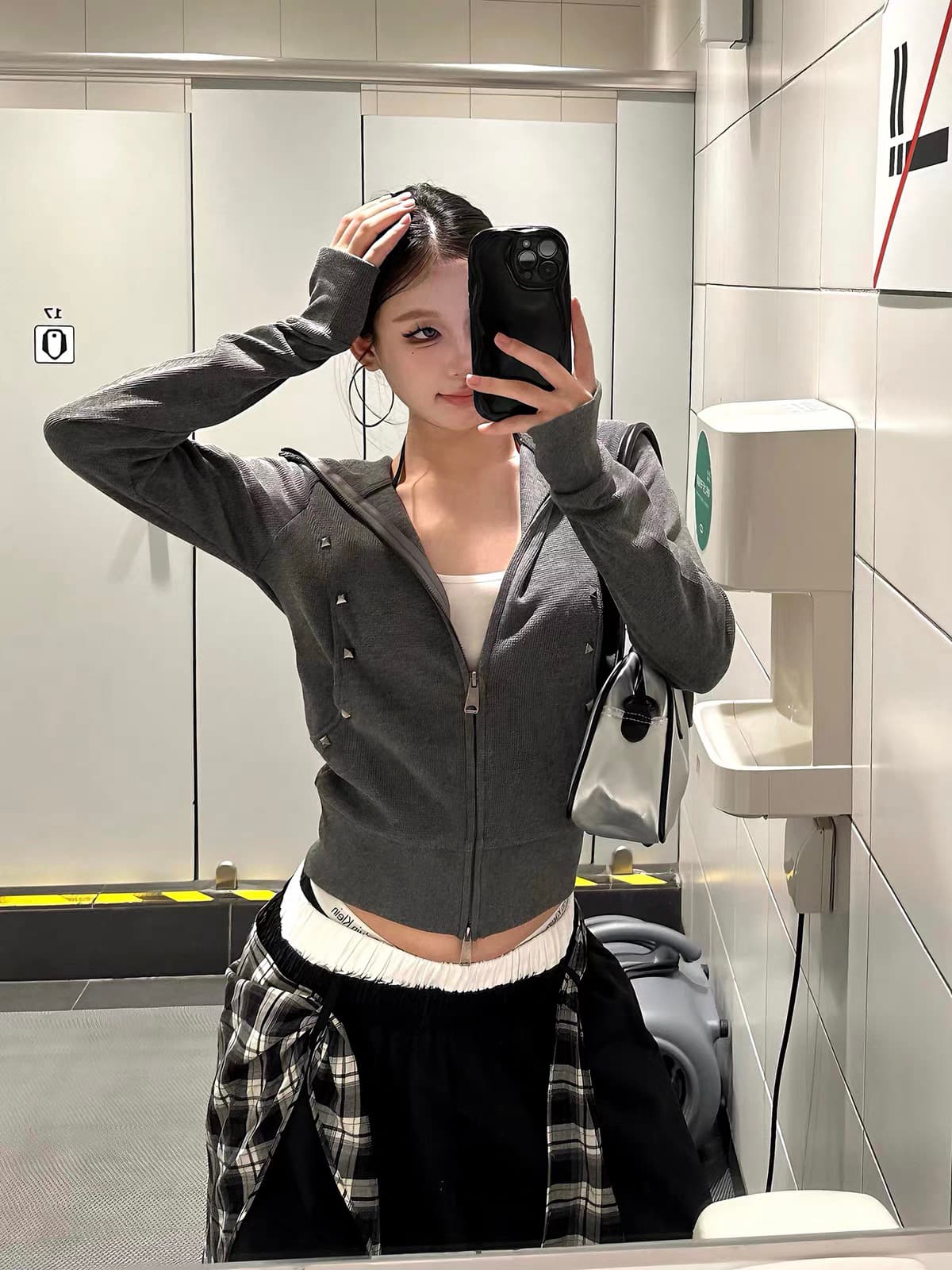핫걸 몸매 가꾸기 후드 재킷 후드티 디자인 센스 슬림해 보이는 몸매 가꾸기 쇼트 스타일 오픈 가디건 후드 티 스웨터 상세 이미지 5