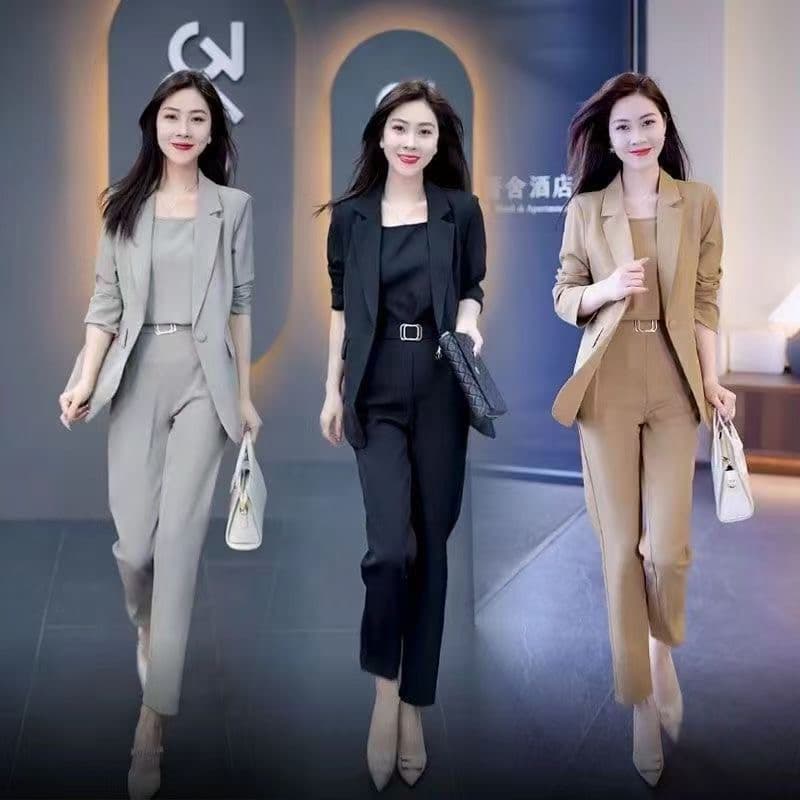 경력 정장 새로운 봄 가을 여성 2026 몸매 가꾸기 패션 품격 빛 럭셔리 정장 3종 세트 상세 이미지 1