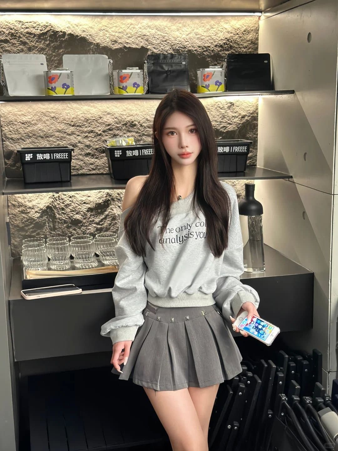 모방 Mianhua 면 복합 우유 실크 310 크 가을 아메리칸 레트로 프린트 섹션 오프숄더 길다 상세 이미지 1