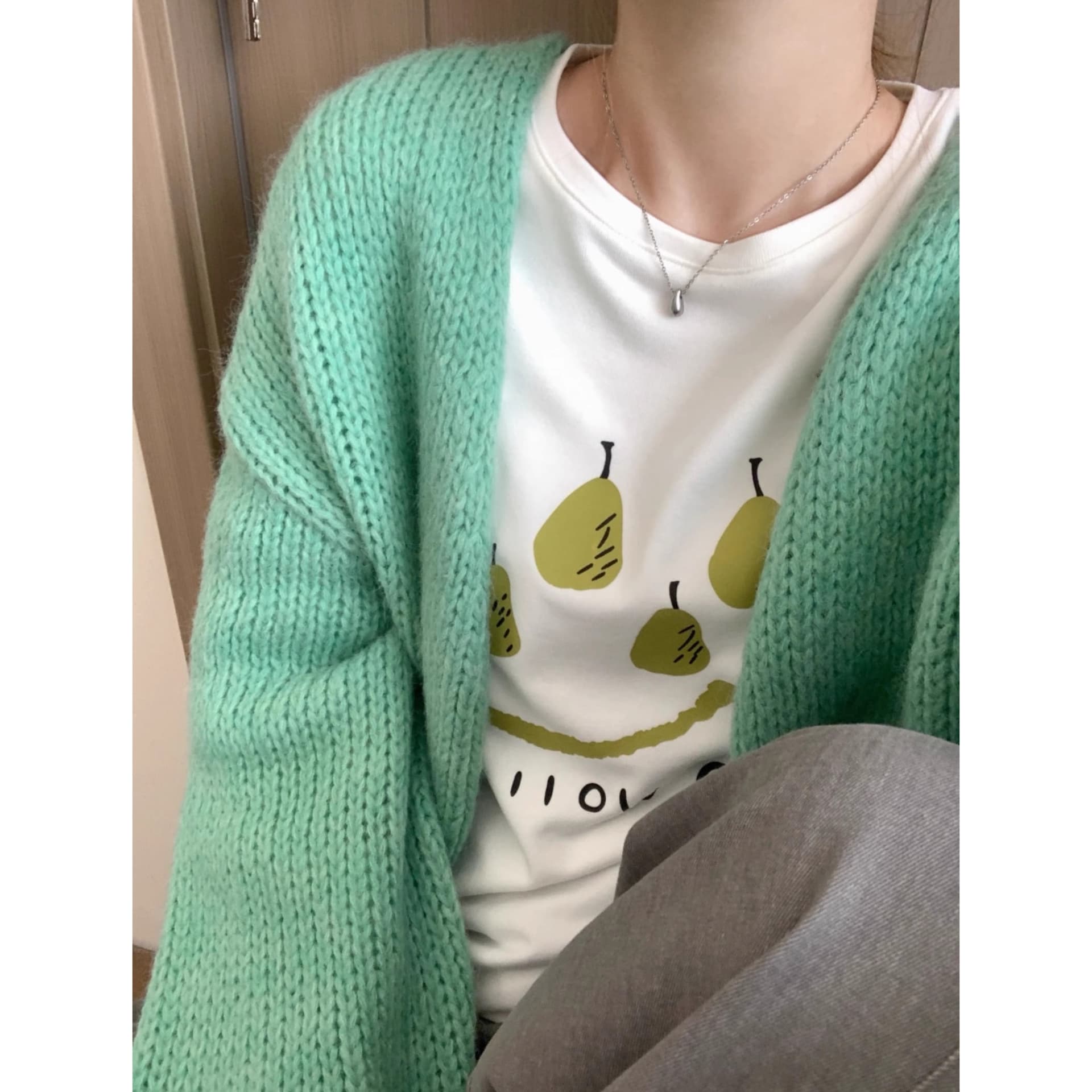 202 봄 가을 새로운 ins 재미있는 강아지 프린트 화이트 긴팔 티셔츠 캐주얼 다용도 라운드 넥 맨위 기본 셔츠 이미지 5