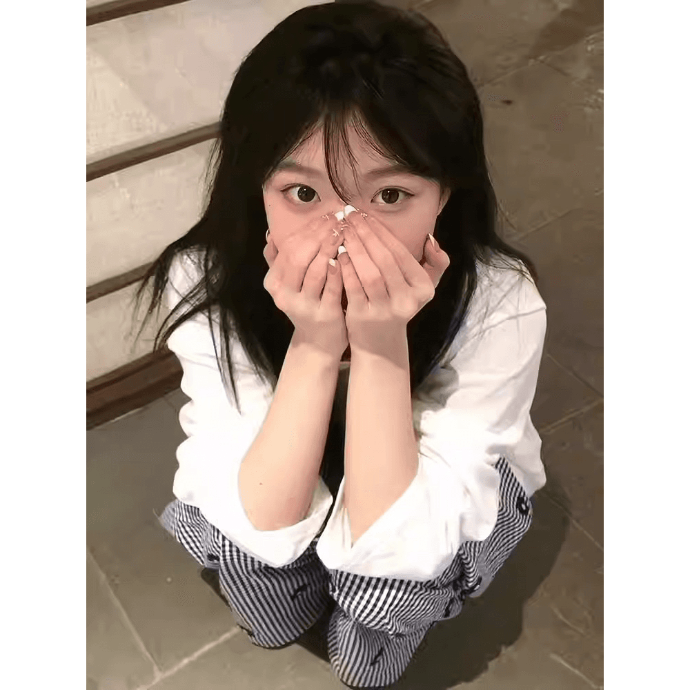 골드 대 지점 작은 곰 티셔츠 여성 긴 소매 2026 새로운 지방 mm 빅 사이즈 표지 배 기본 셔츠 이른 가을 chic 맨위 이미지 5