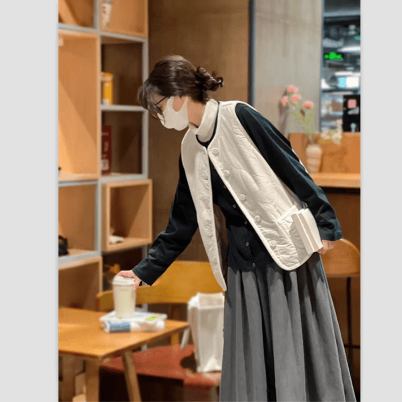가을 겨울 레트로 Chic 보온 양털 베스트 조끼 여성 프랑스식 고급 센스 양면 착용 민소매 조끼 재킷 이미지 5