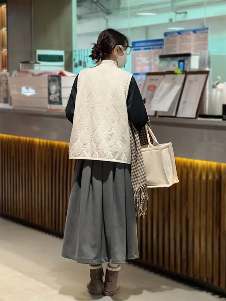 가을 겨울 레트로 Chic 보온 양털 베스트 조끼 여성 프랑스식 고급 센스 양면 착용 민소매 조끼 재킷 상세 이미지 8