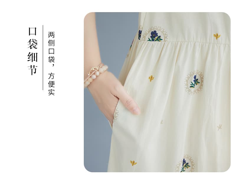 실사 프랑스식 반팔 꽃무늬 드레스 2026 여름 새로운 순면 공주 바람 디자인 센스 슬림해 보이는 캐주얼 롱 스커트 상세 이미지 5