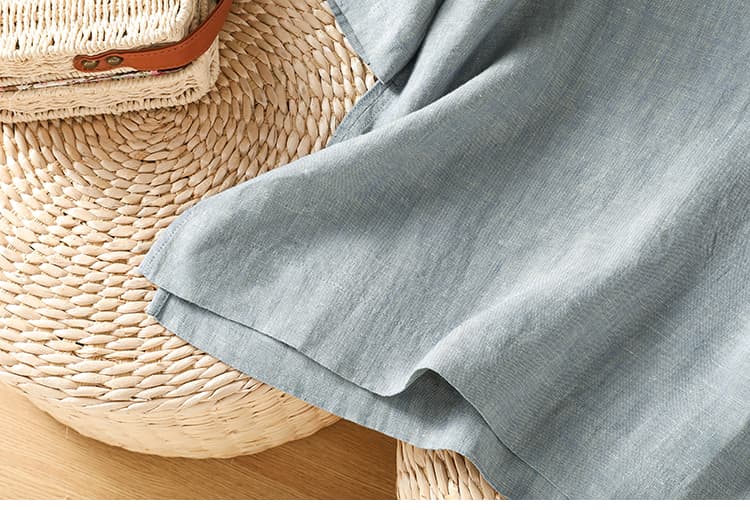 실사 빛 럭셔리 캐주얼 면 린넨 맨위 여성 여름 새로운 루즈핏 티셔츠 작은 셔츠 반팔 문예 다용도 여성 셔츠 상세 이미지 13