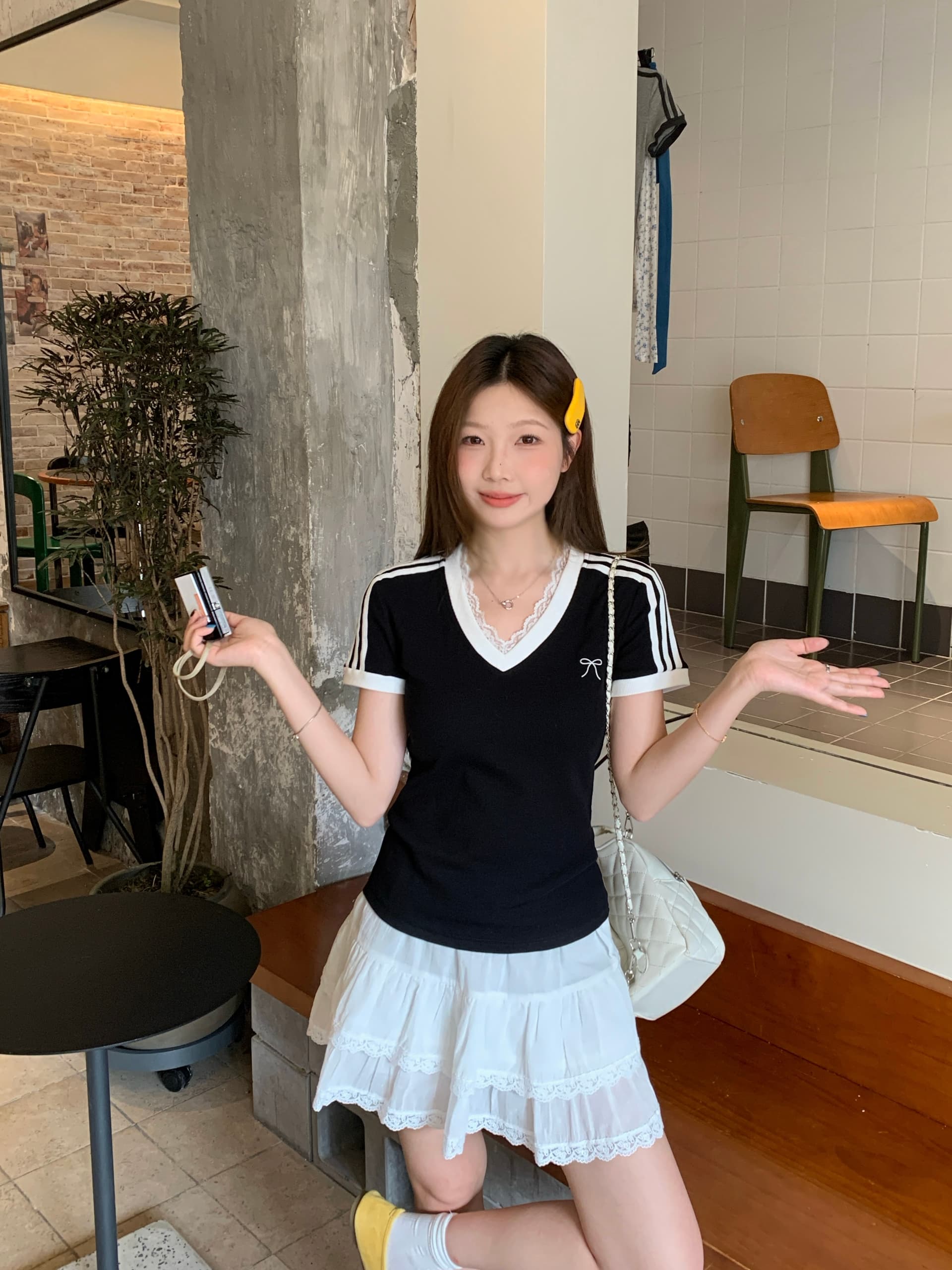 실사 빅 사이즈 여름 새로운 레이스 긍정적 인 어깨 반팔 티셔츠 몸매 가꾸기 슬림해 보이는 아름다운 핫걸 작은 맨위 상세 이미지 11