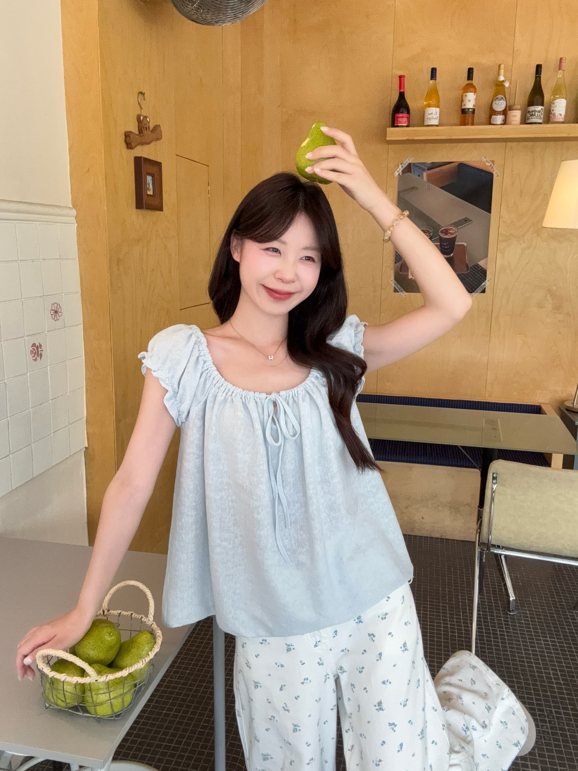 실사 빅 사이즈 한 부서 품격 부드러운 바람 단색 나비 넥타이 맨위 루즈핏 캐주얼 반팔 상세 이미지 8
