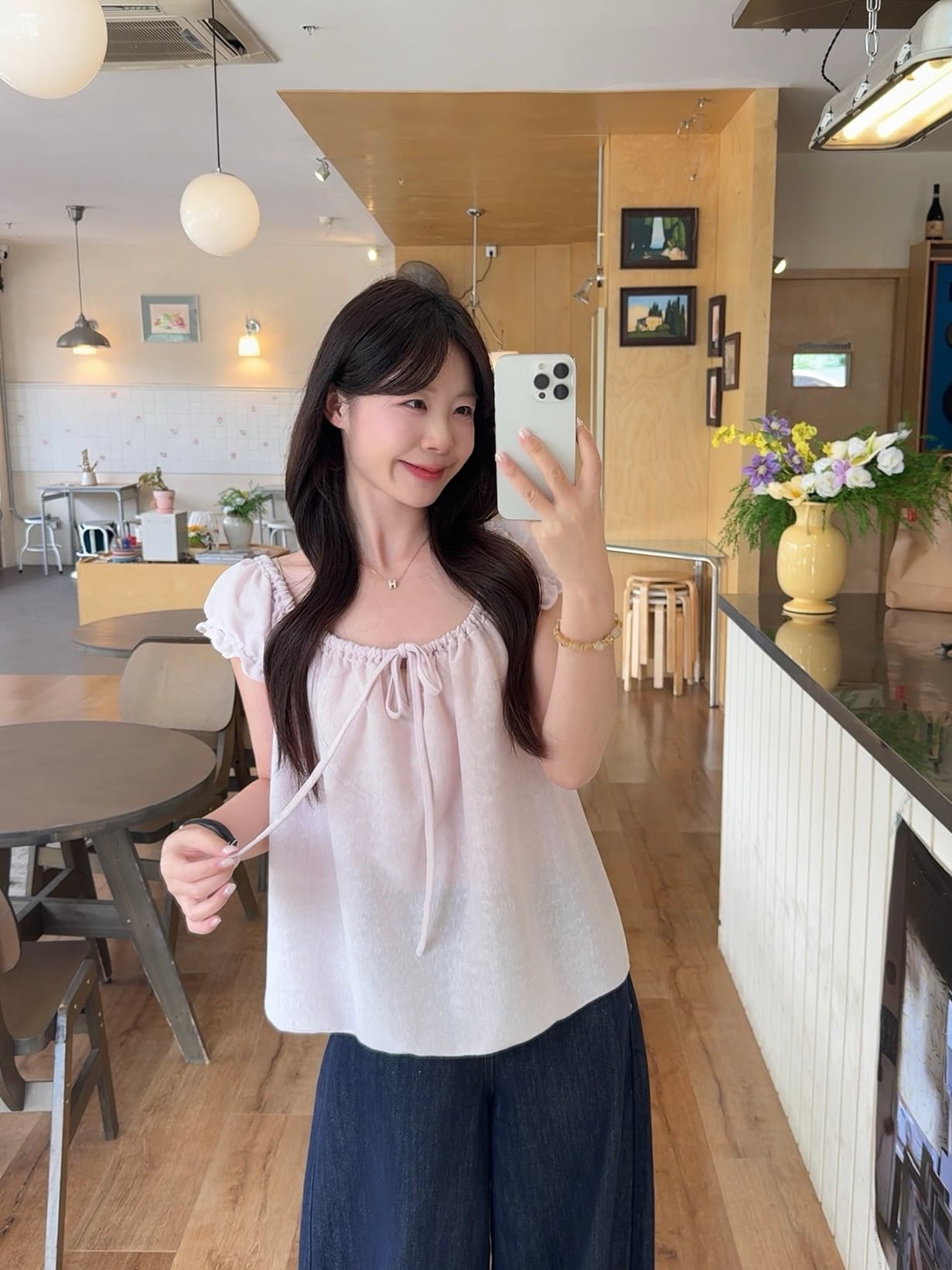 실사 빅 사이즈 한 부서 품격 부드러운 바람 단색 나비 넥타이 맨위 루즈핏 캐주얼 반팔 상세 이미지 10